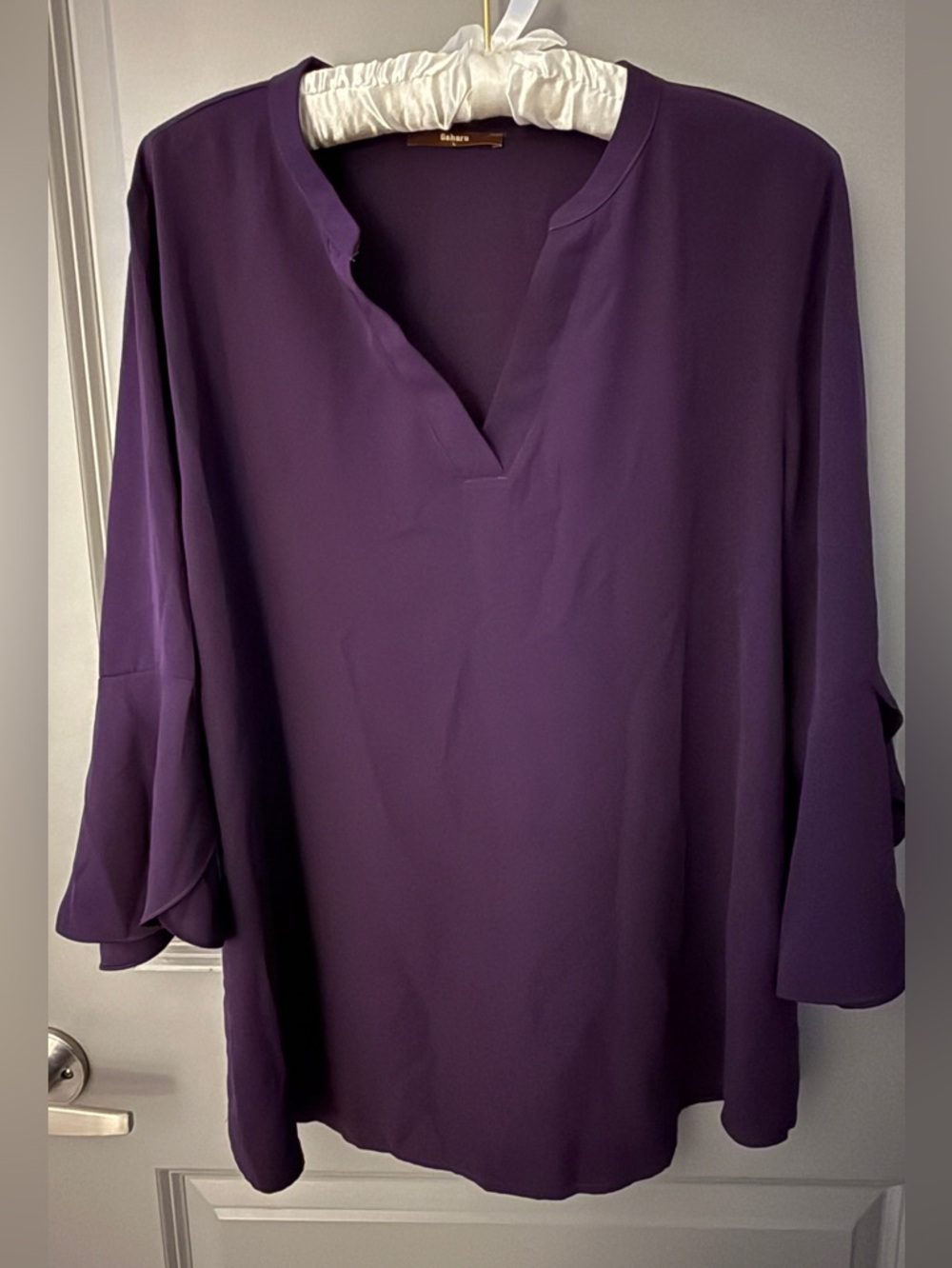 Relaxed Split-Neck Tunic in Deep Purple